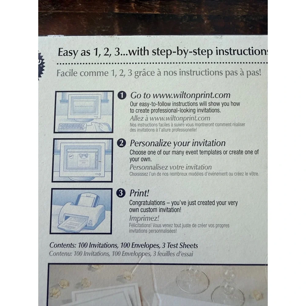 Wilton Invitation Kit 100 Count White New Embossed Border DIY Wedding Classic